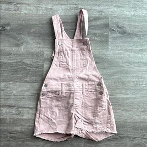Pink Distressed Overalls